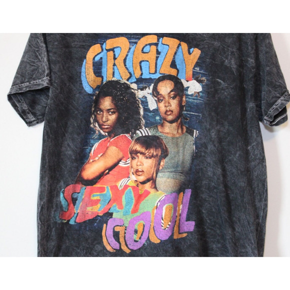TLC Crazy Sexy Cool Band T-shirt Black Acid Wash Short Sleeve Tee Large H14082 - Picture 3 of 7
